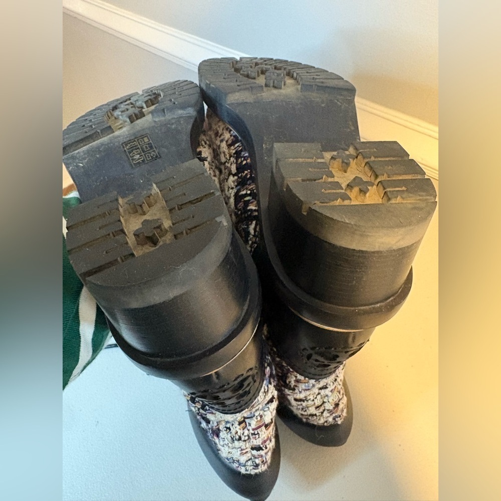 Tory Burch Miller Tweed Lace-Up Combat Boots | Black | Women’s Size 11M - Picture 14 of 15